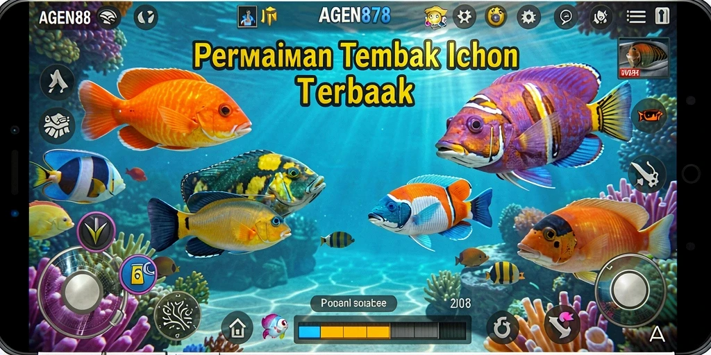 Tampilan gameplay AGEN878 yang menampilkan momen menembak ikan.