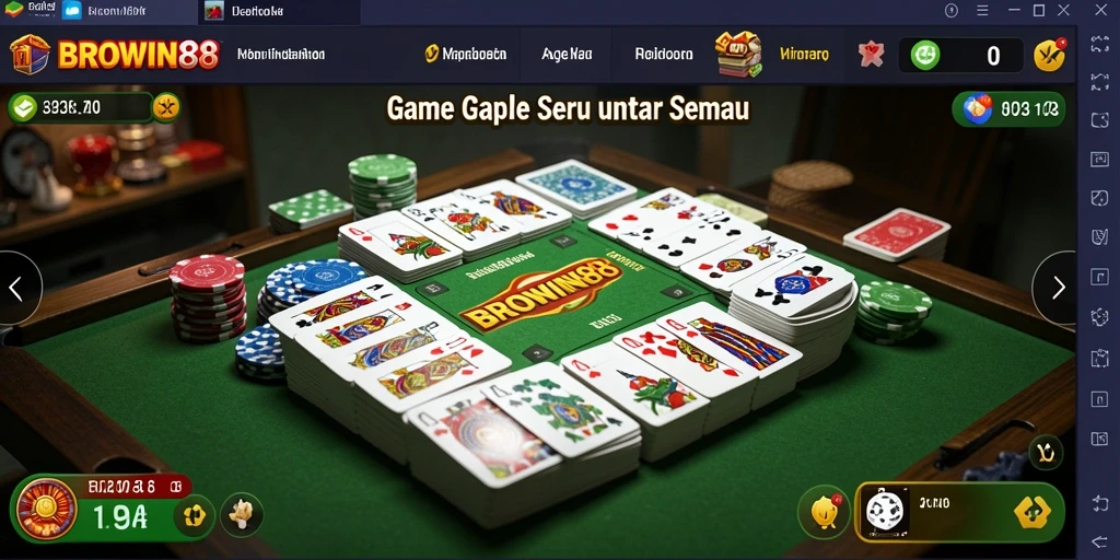 Tampilan gameplay Gaple yang seru dan interaktif di BROWIN88.