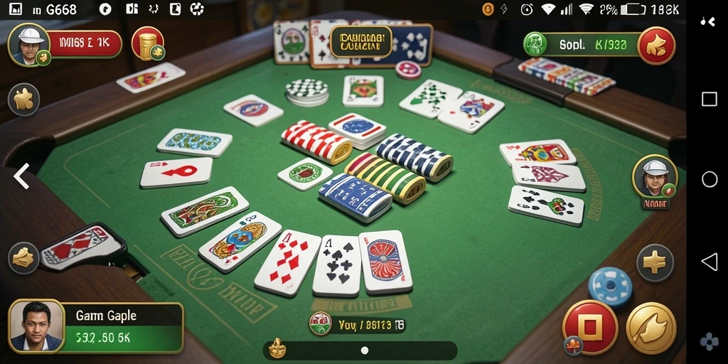 Tampilan gameplay G668 yang menarik saat bermain Gaple.