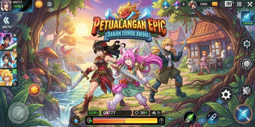 Screenshot dari gameplay GN777 menunjukkan petualangan seru dalam dunia Anime.
