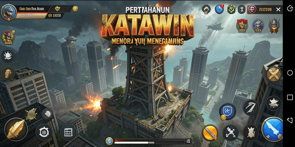 Tampilan gameplay KATAWIN yang seru dalam Tower Defense.