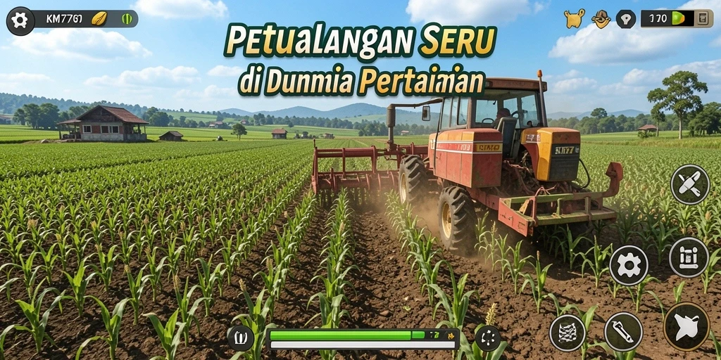 Gameplay KM777 yang menampilkan pengelolaan ladang yang seru.