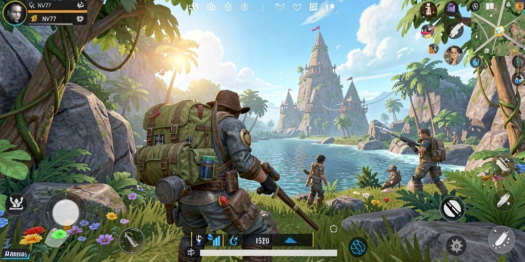 Tampilan gameplay seru dalam dunia terbuka yang luas.