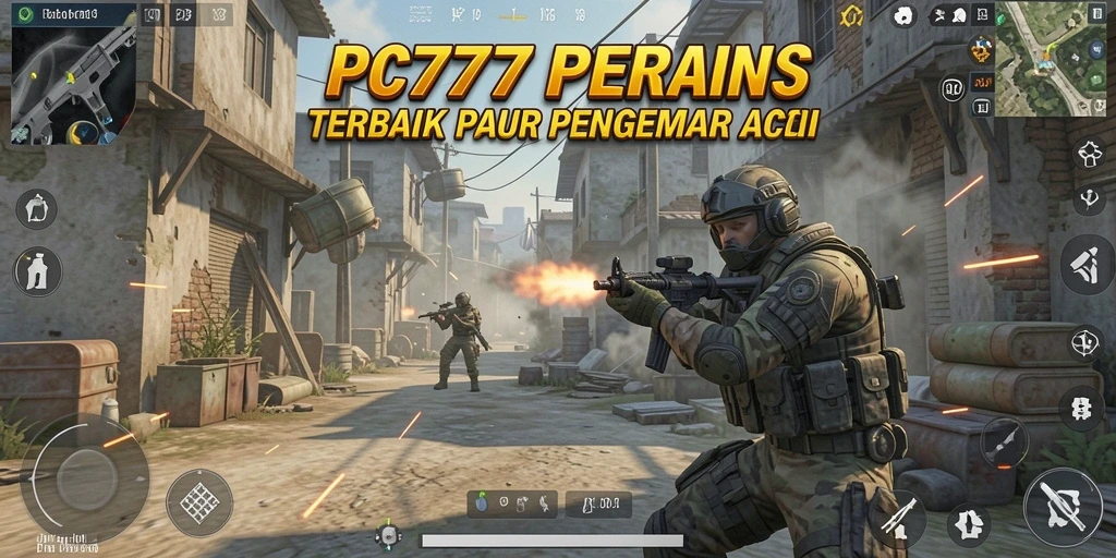 Screenshot gameplay PC777 yang menunjukkan aksi tembak-menembak yang intens.