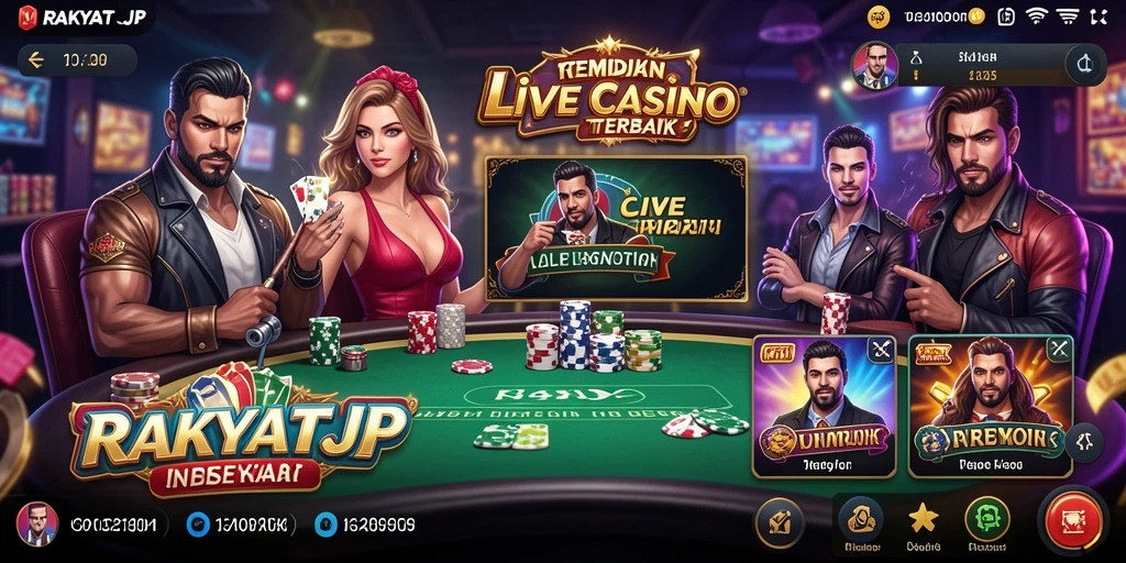 Screenshot RAKYATJP menampilkan gameplay Live Casino yang dinamis dan menarik.