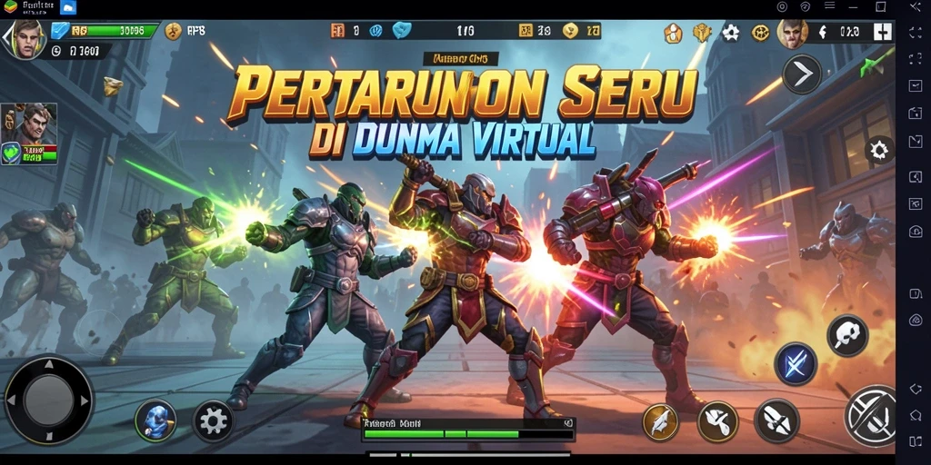 Screenshot utama RP8 menampilkan pertarungan dinamis antar karakter.