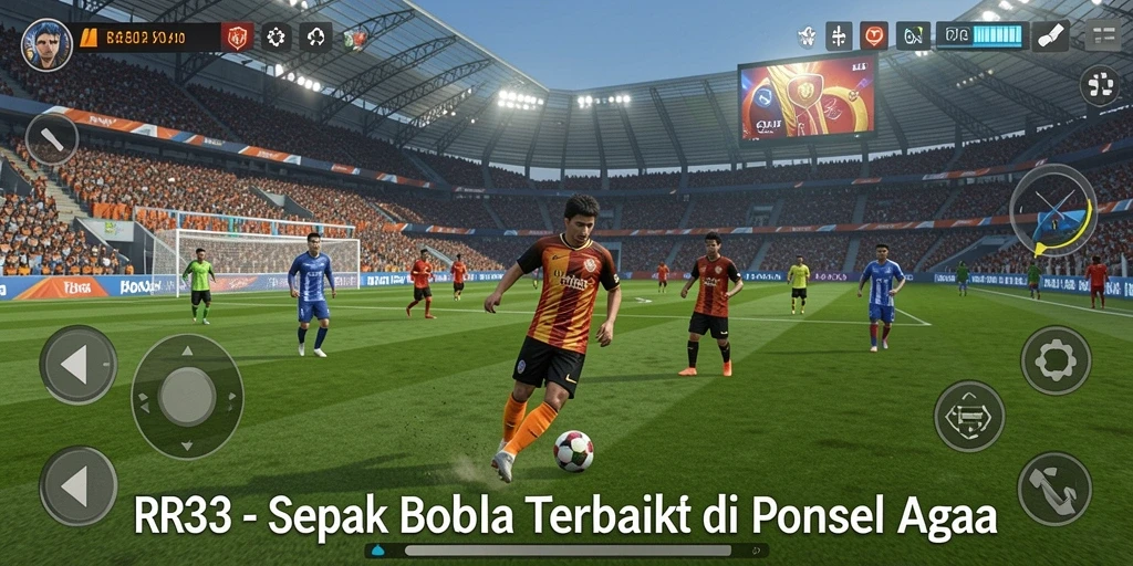 Tampilan gameplay seru di lapangan sepak bola.