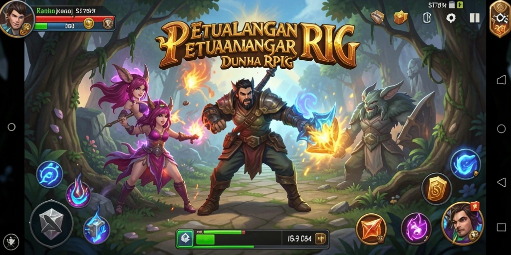Screenshot gameplay ST789 yang menampilkan pertarungan epik dalam dunia RPG.