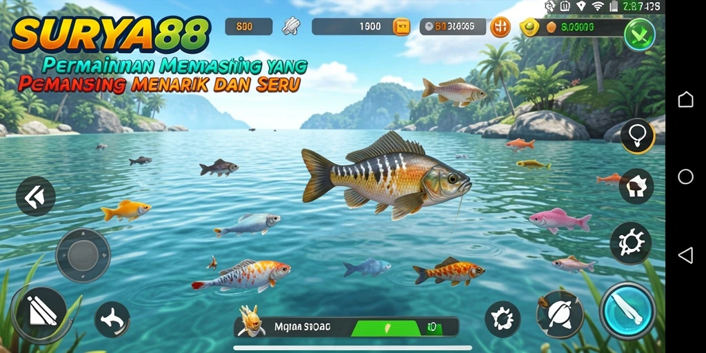 Tampilan gameplay SURYA88 yang mendebarkan dan penuh warna saat memancing.