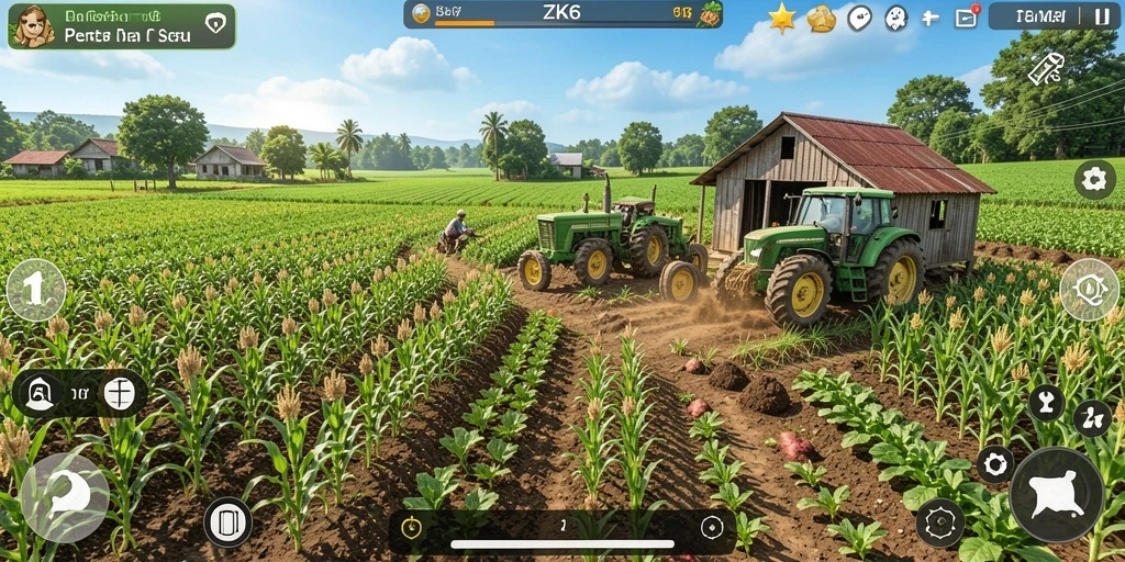 Tampilan gameplay ZK6 yang menarik dan interaktif dalam bertani.